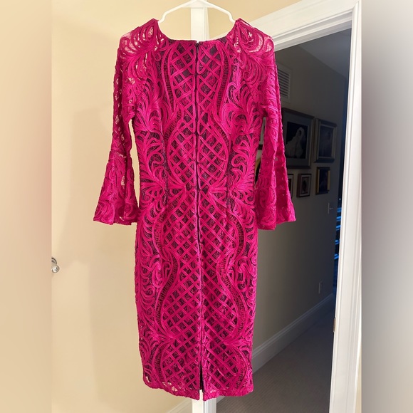 JS Collections - Bell Sleeve Cocktail Dress - Size 4 - Magenta - LIKE NEW - Picture 11 of 13